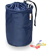 Amazy Bolsa de pinzas para la ropa XXL - Práctica bolsa con gancho de mosquetón para guardar pinzas de ropa para uso en…